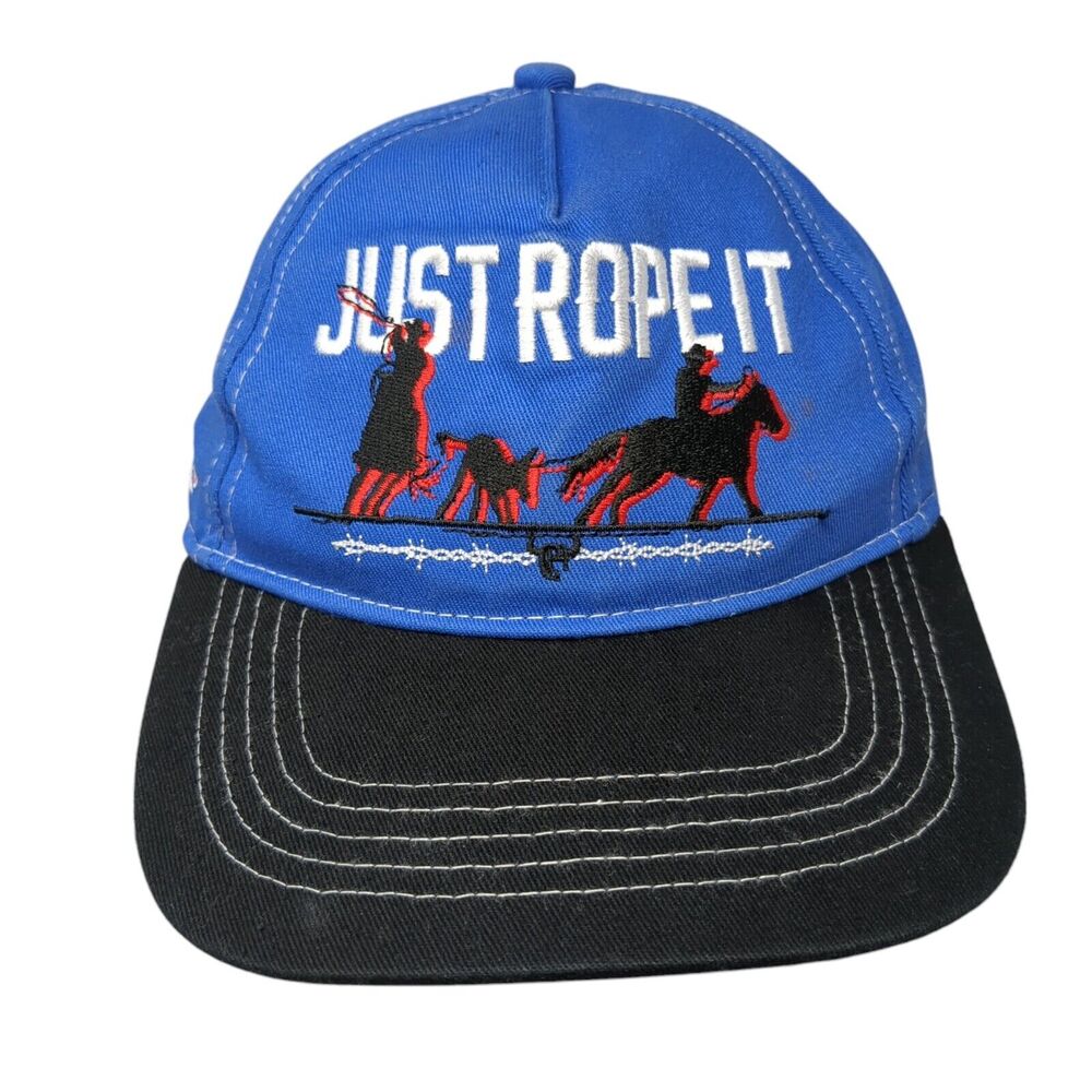 Just Rope It Strapback Hat Blue Youth One Size Adjustable Cowboy Hardware